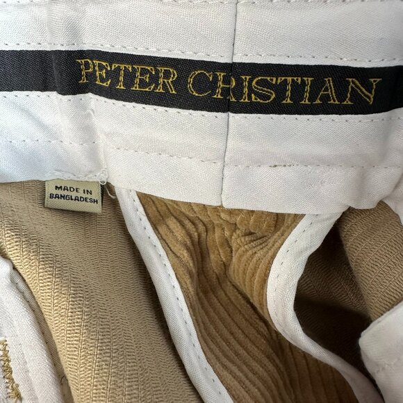 Peter Christian Men's Pleated County Corduroy Cotton Pants, Size W38 x L29, Sand - Picture 13 of 13